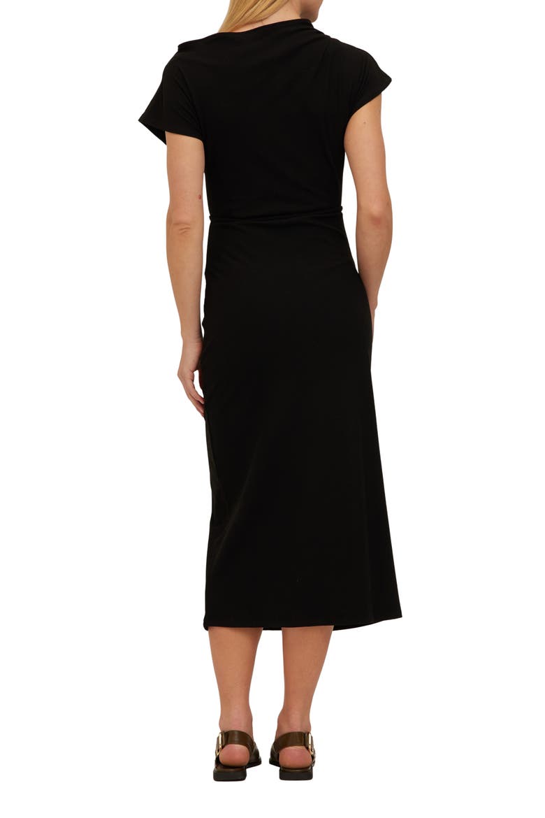 Laurel Off the Shoulder Midi Dress, Alternate, color, BLACK