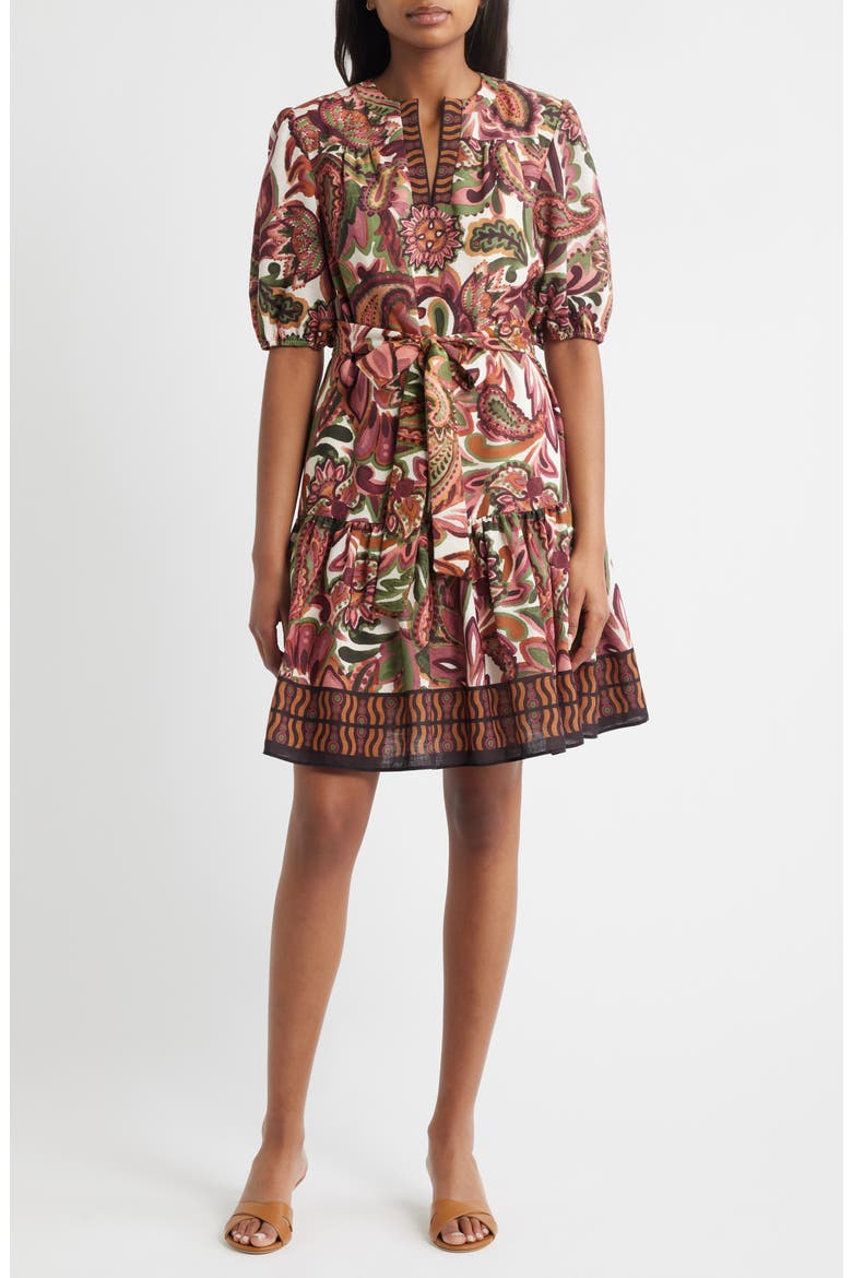 Puff Sleeve Dress, Main, color, MAUVE GREEN