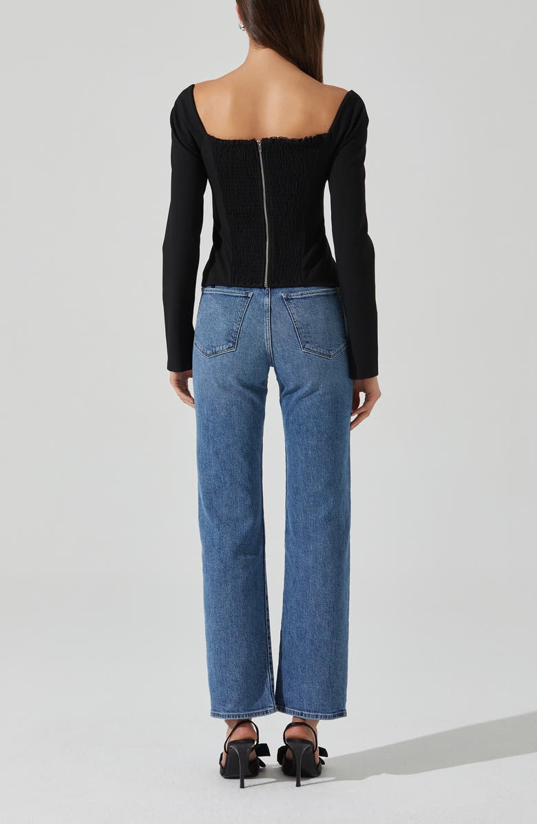 ASTR the Label Whitley Square Neck Long Sleeve Shirt, Alternate, color, Black White