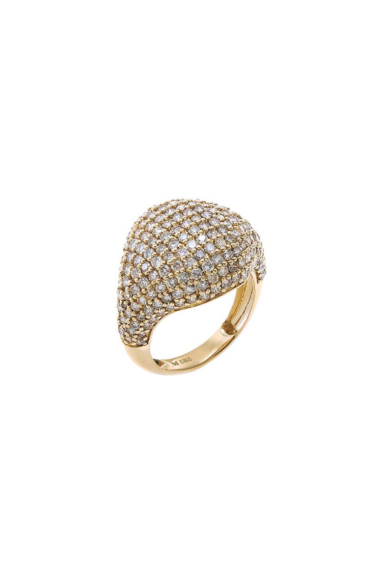 Diamond Pave Rounded Signet Ring 14K, Main, color, 14K Gold