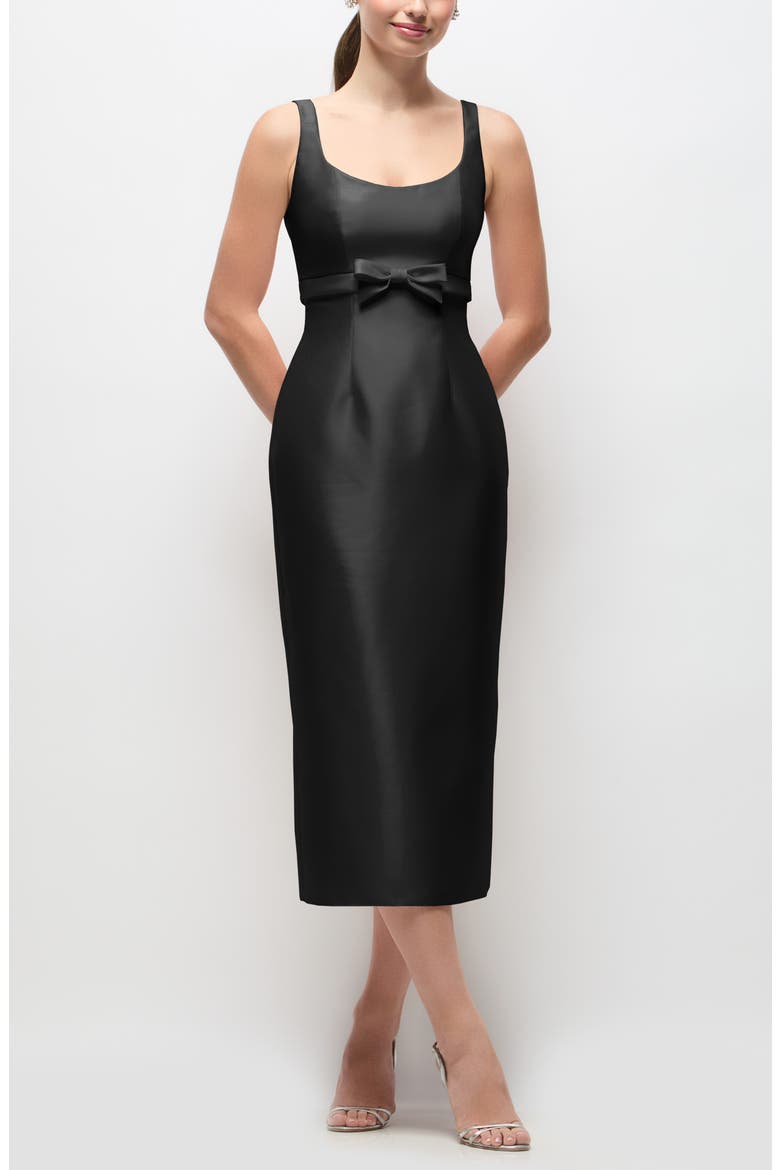 Hattie Satin Sheath Dress, Main, color, BLACK