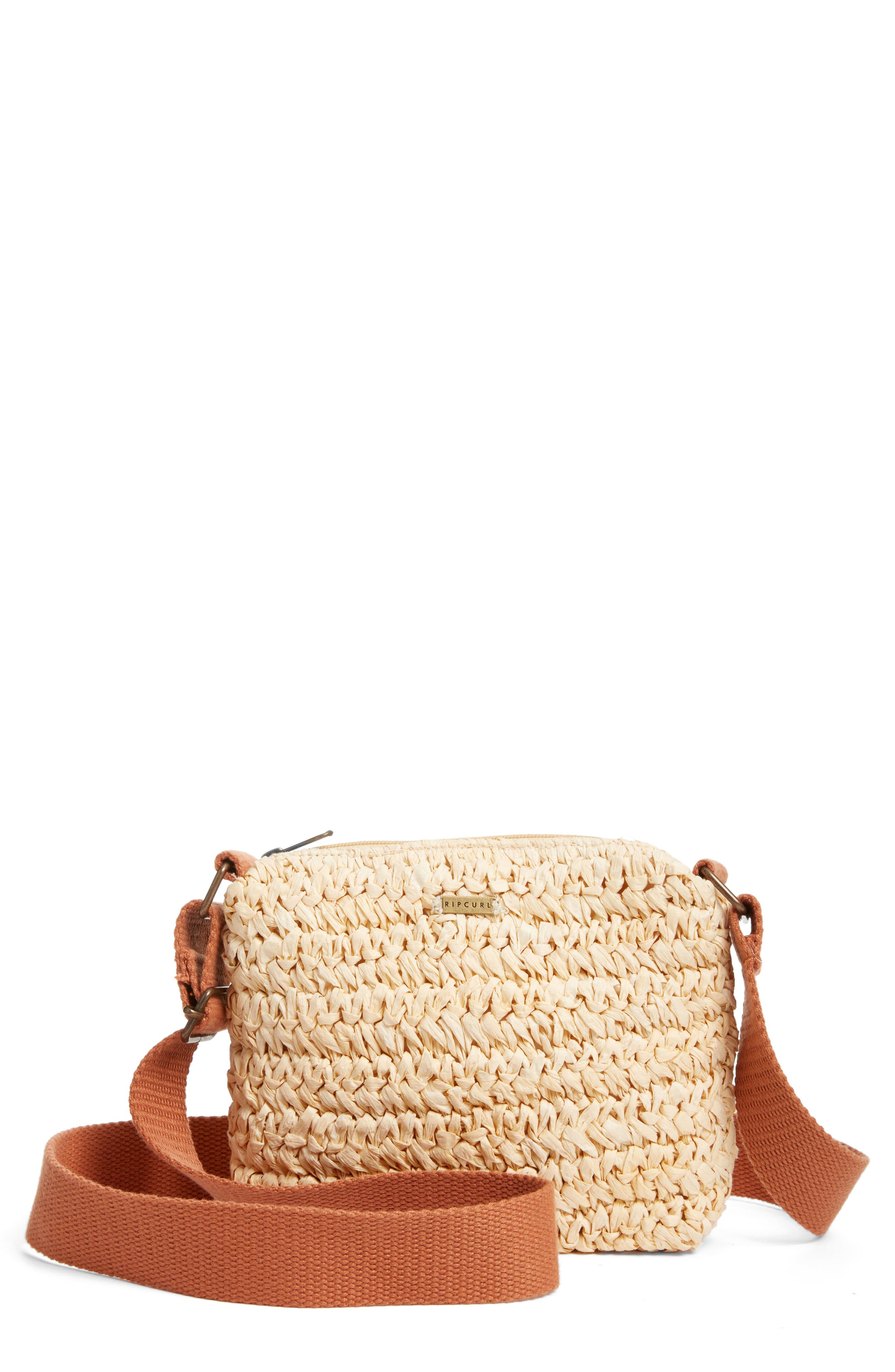 Rip Curl Crochet Straw Crossbody Bag, Main, color, 