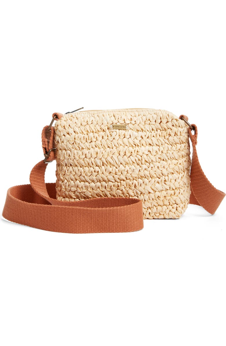 Rip Curl Crochet Straw Crossbody Bag, Main, color,