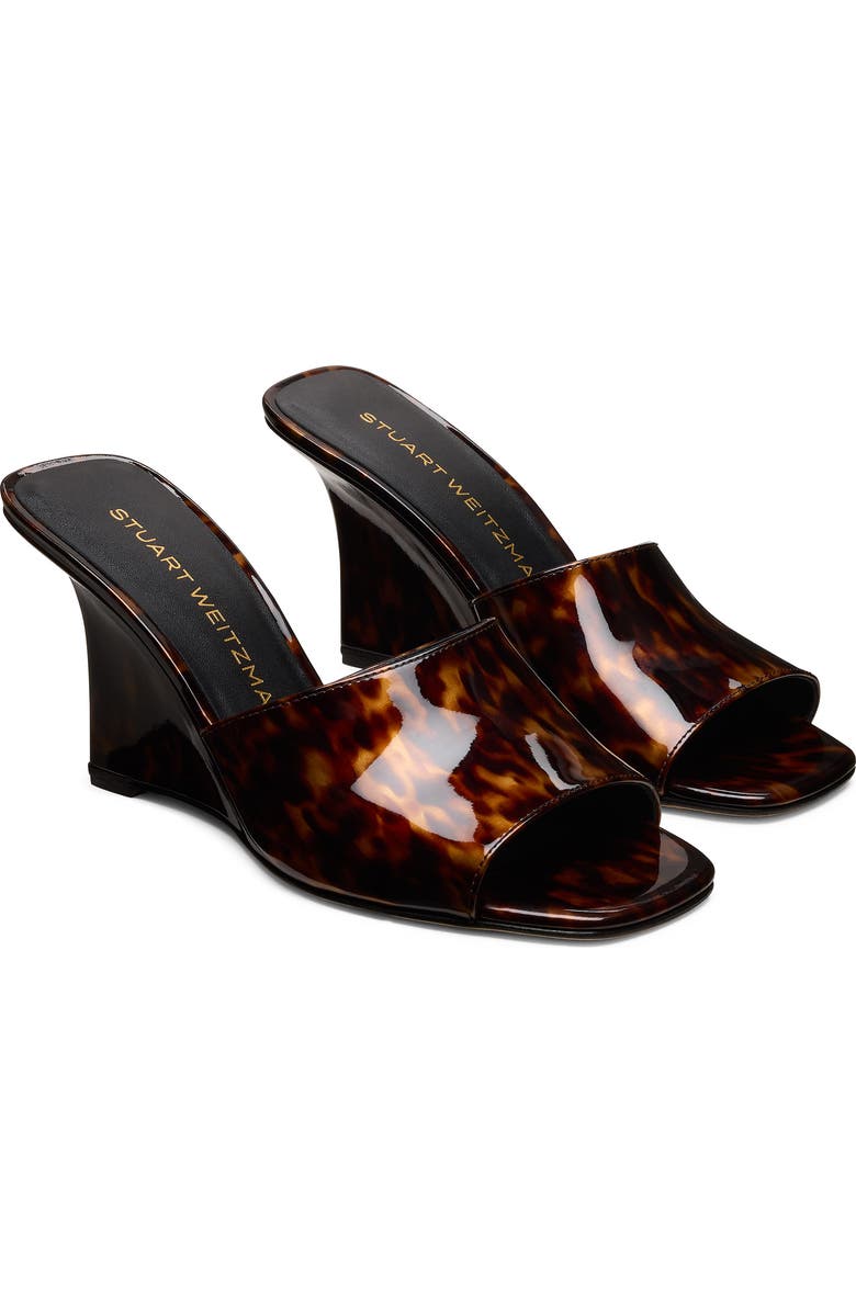 Stuart Weitzman Vinnie 85 Patent Leather Wedge Mule, Alternate, color, Classic