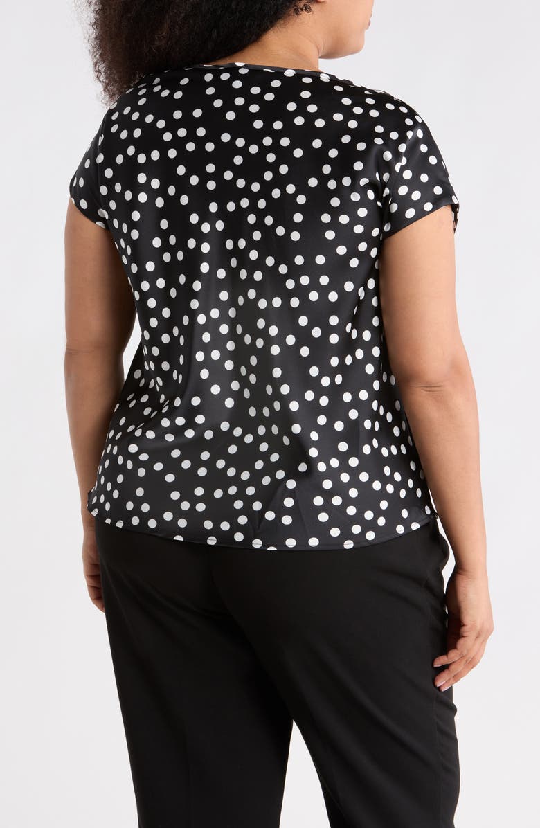 Renee C Cowl Neck Cap Sleeve Satin Top, Alternate, color, Black