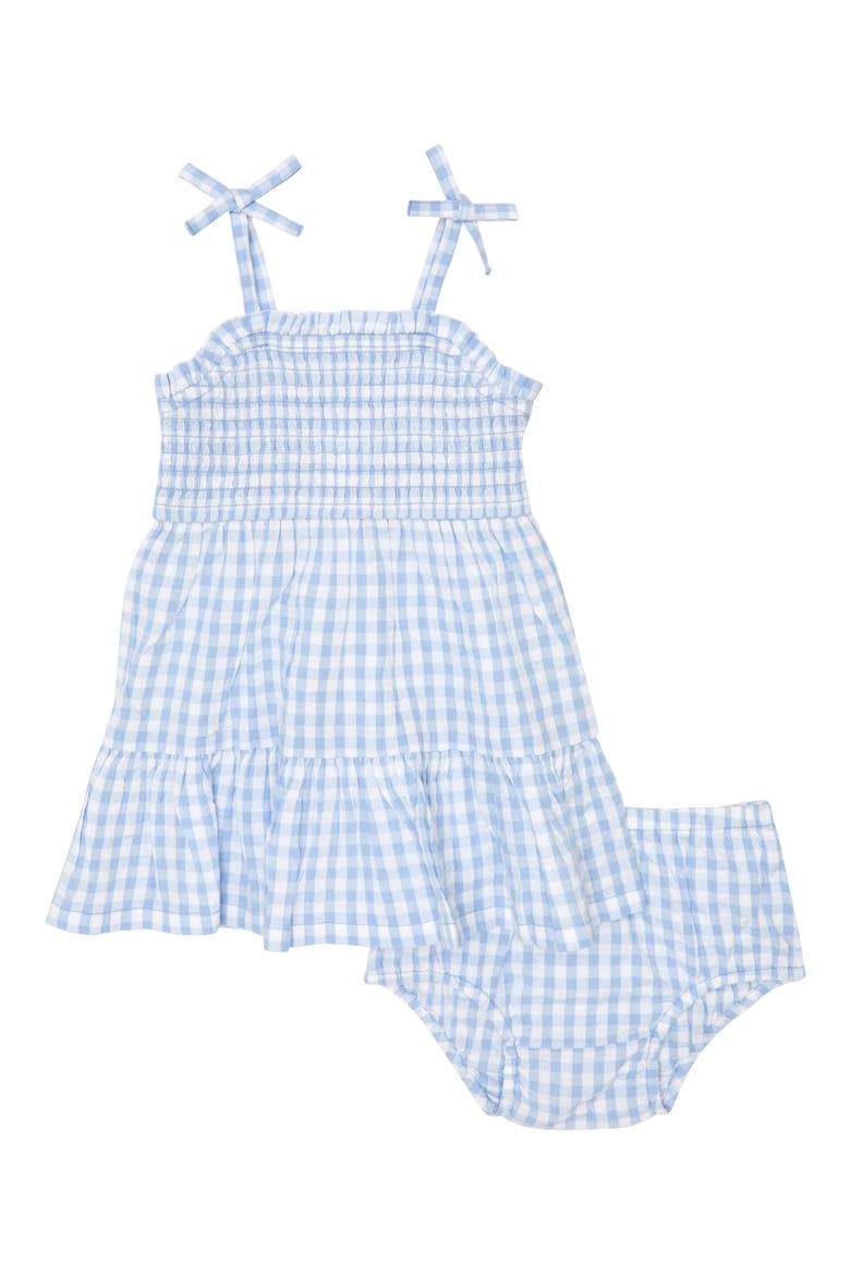 Matching Family Moments Tie Shoulder Smocked Gingham Dress, Main, color, BLUE SERENITY- WHITE GINGHAM