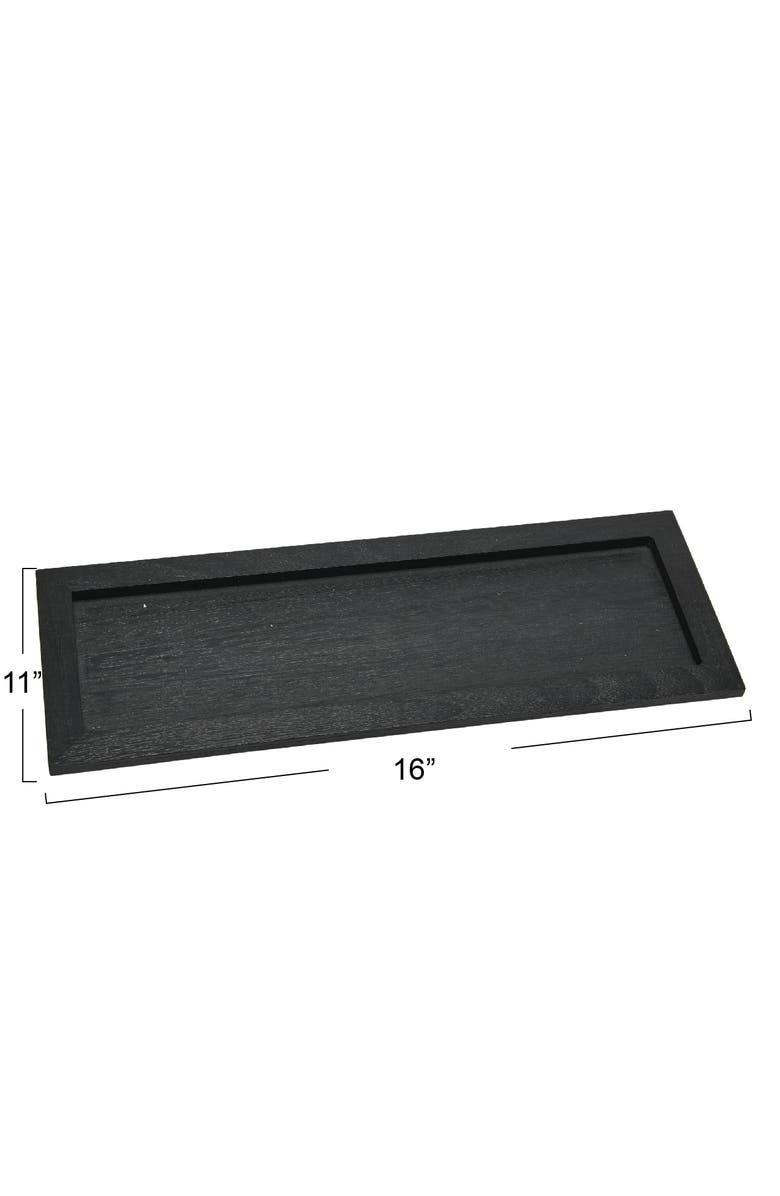 Storied Home Black Wood Tray with Glass Bottle Vases, Set of 5 Sizes, Alternate, color, Black