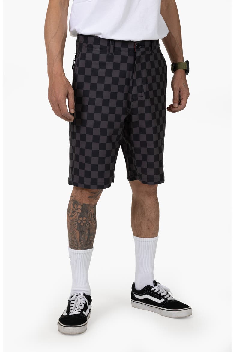 Check Hybrid Board Shorts, Alternate, color, BLACK