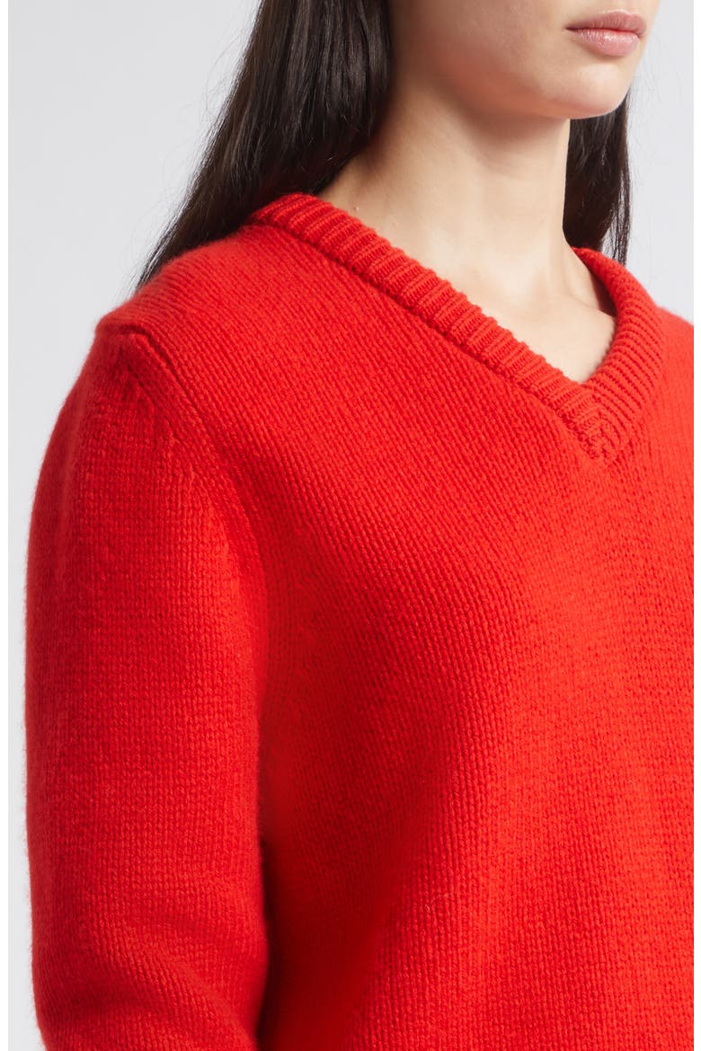 Glenn V-Neck Lambswool Sweater, Alternate, color, POPPY RED