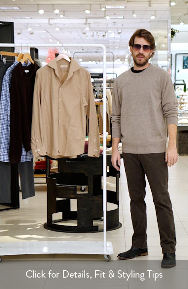 Slim Fit Camp Collar Cotton & Cashmere Flannel Button-Up Shirt, sales video thumbnail