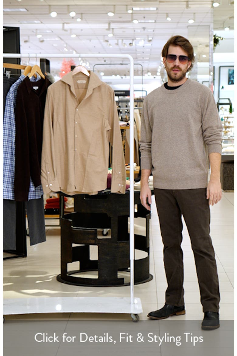 Slim Fit Camp Collar Cotton & Cashmere Flannel Button-Up Shirt video