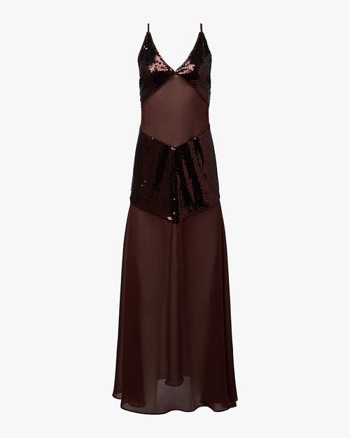 Shop Weworewhat Sheer Panel Maxi Dress In Chocolate