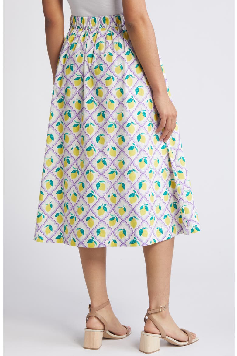 Hattie Cotton Poplin Midi Skirt, Alternate, color, LAVENDER LEMON GROVE