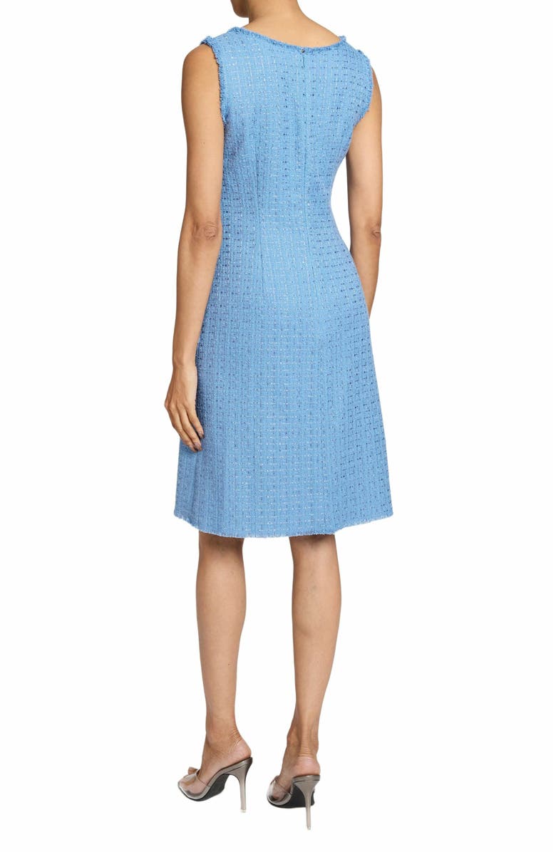 Santorelli Chiyo Sleeveless A-Line Dress with Fringed Seams in Luxury Tweed, Alternate, color, 