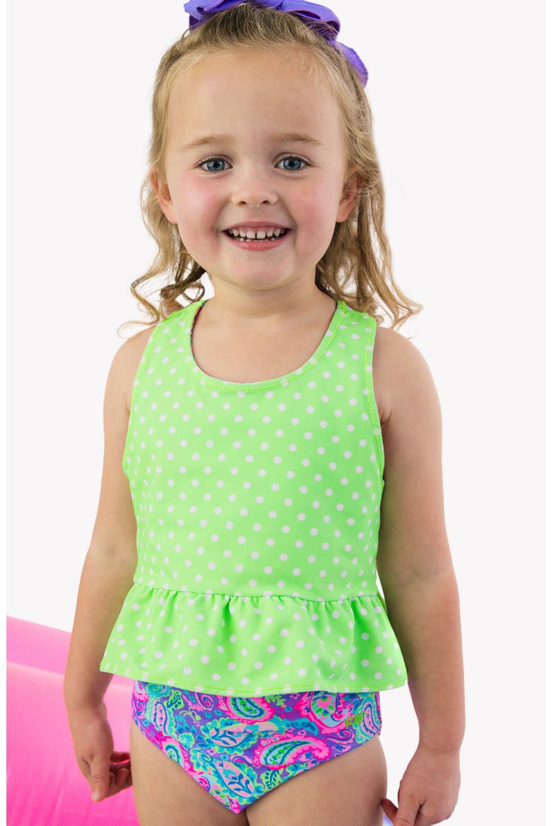 Kids' Neon Paisley Reversible Two-Piece Swimsuit, Alternate, color, PURPLE