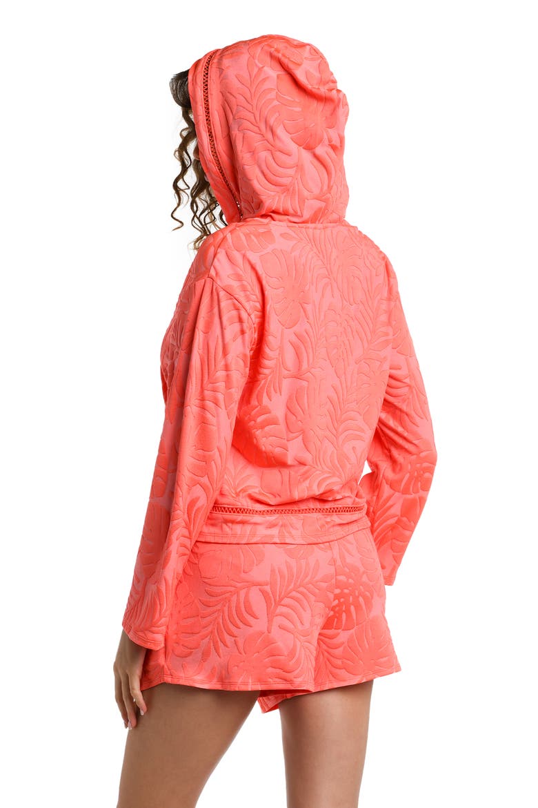 Island Palm Cover-Up Hoodie, Alternate, color, CORAL