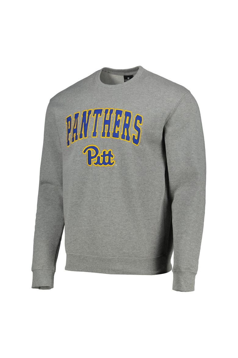 Men's Colosseum Heathered Gray Pitt Panthers Arch & Logo Sweatshirt, Alternate, color, Heather Gray