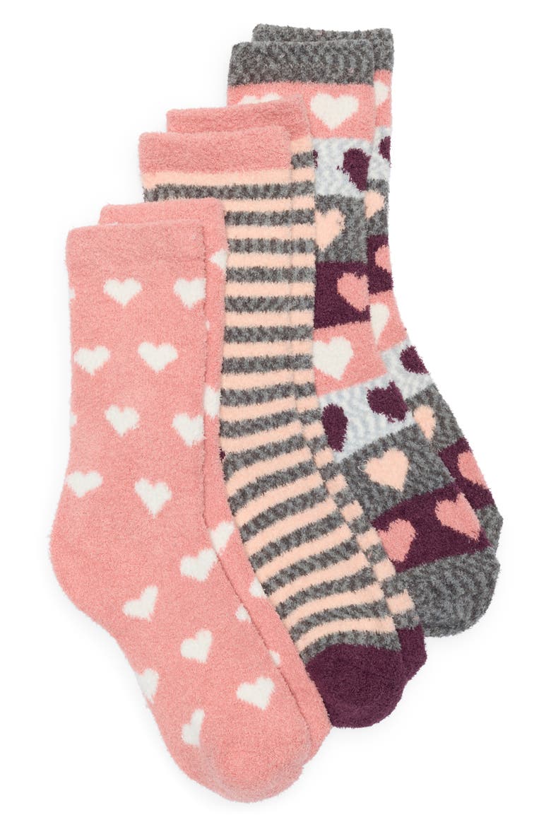 3-Pack Pattern Socks, Main, color, PINK MULTI HEARTS