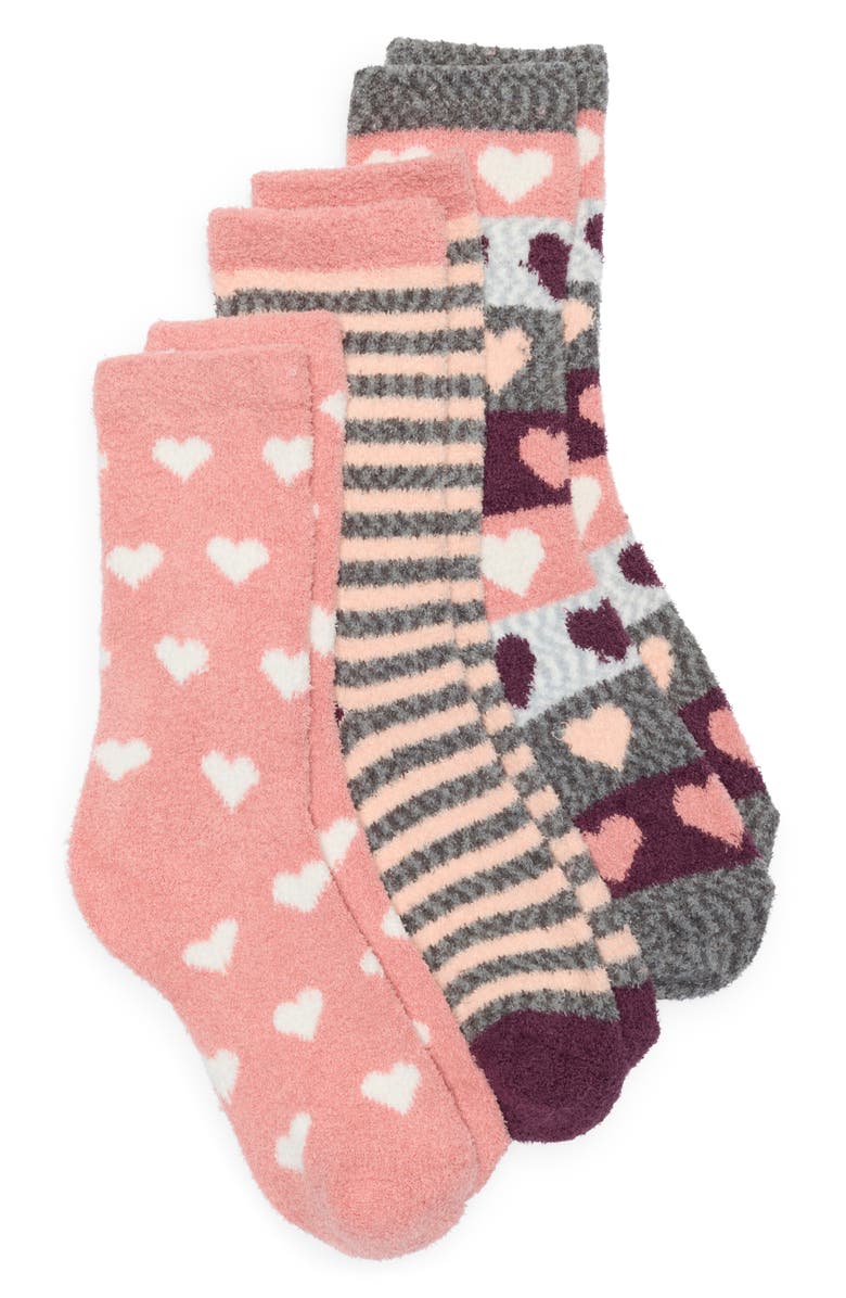 NORDSTROM RACK 3-Pack Pattern Socks, Main, color, Pink Multi Hearts