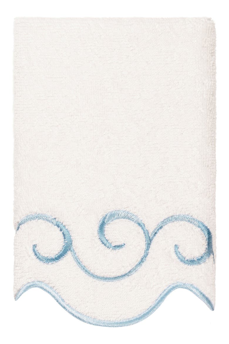 Simplicity Scallop 6-Piece Turkish Cotton Towel Set, Alternate, color, WHITE/ BLUE