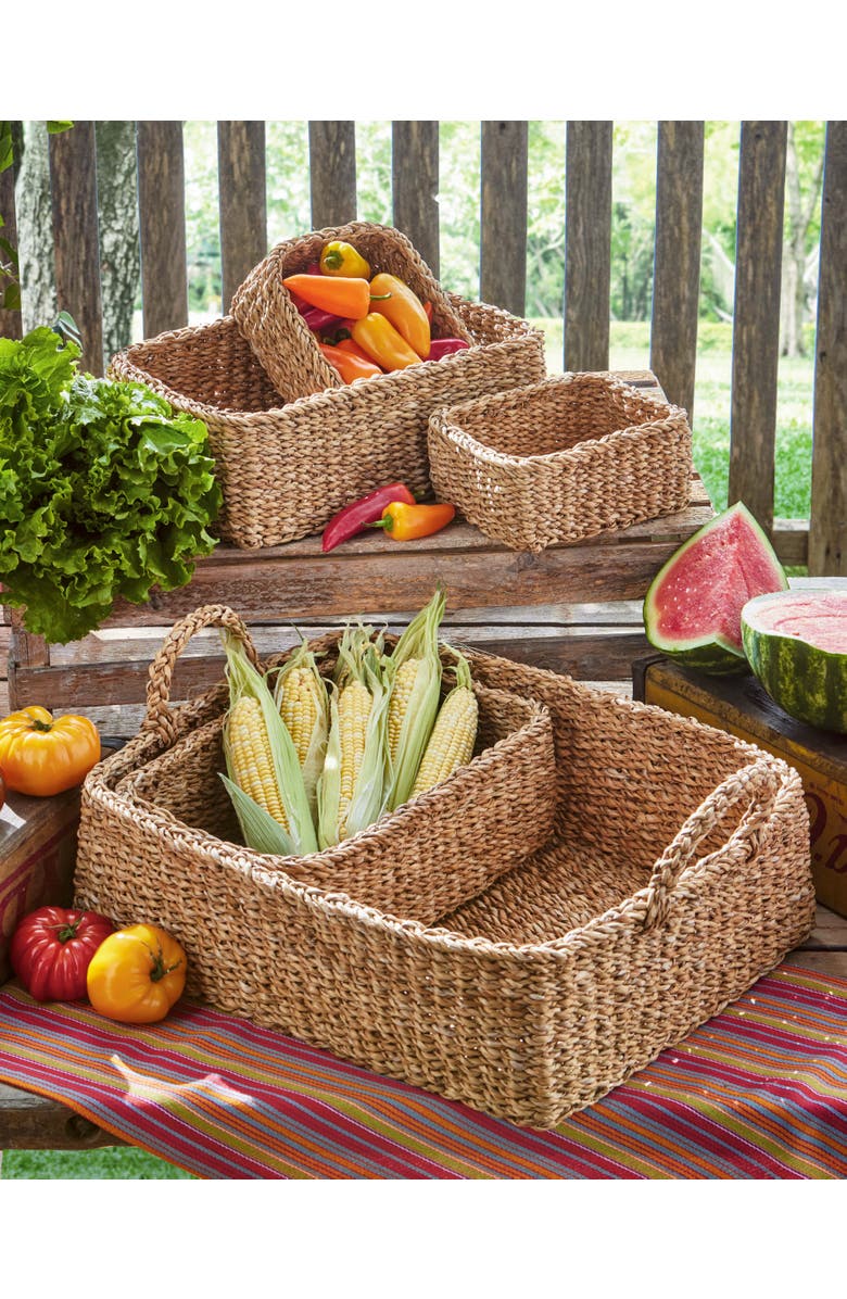 tag Rectangular Tray with 5 Baskets Natural Seagrass Decor, Alternate, color, Beige