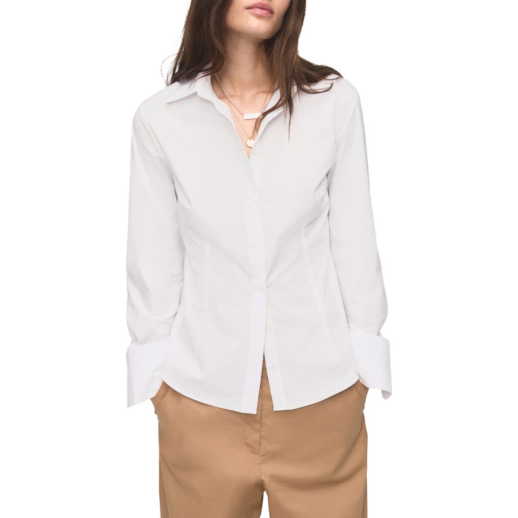 Mango Slim Fit Stretch Poplin Button-up Shirt In White