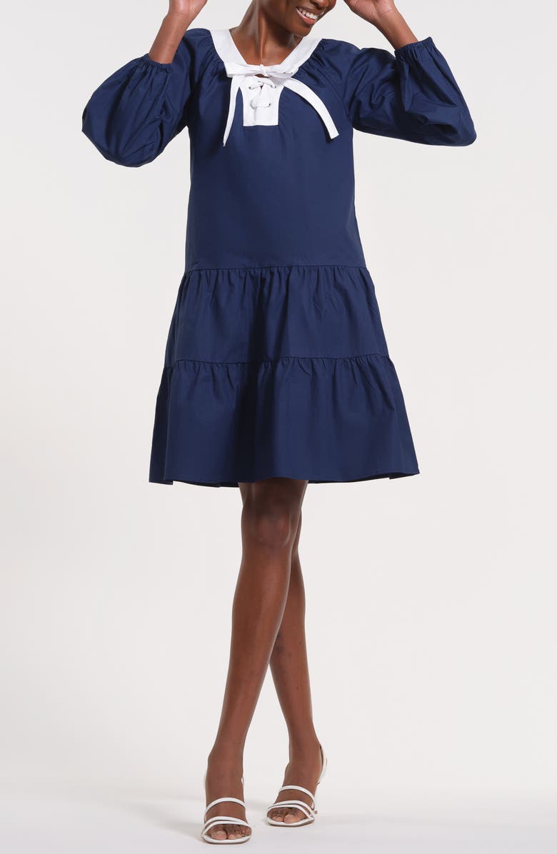 Isaac Mizrahi New York Long Sleeve Ruffle Hem Dress, Main, color, 