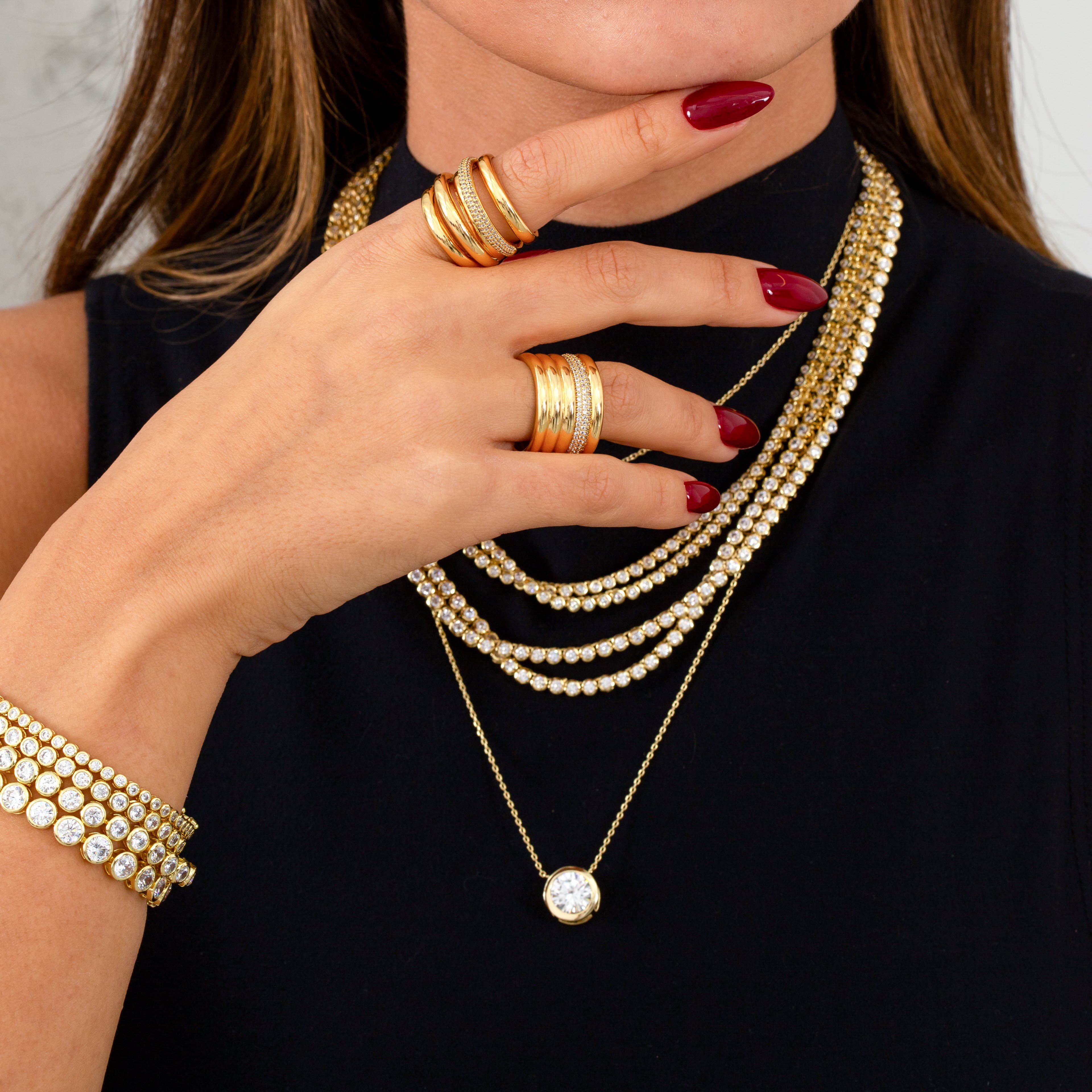BY ADINA EDEN Solid/Pave Multi Row Ring (Women) | Nordstrom
