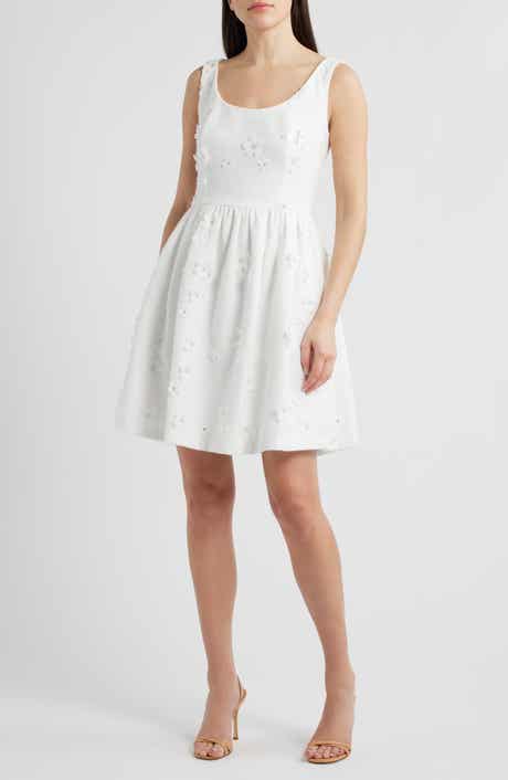 Floral Appliqué Sleeveless Fit & Flare Dress