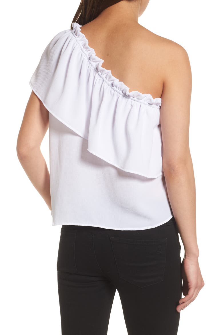 One-Shoulder Ruffle Top, Alternate, color, WHITE