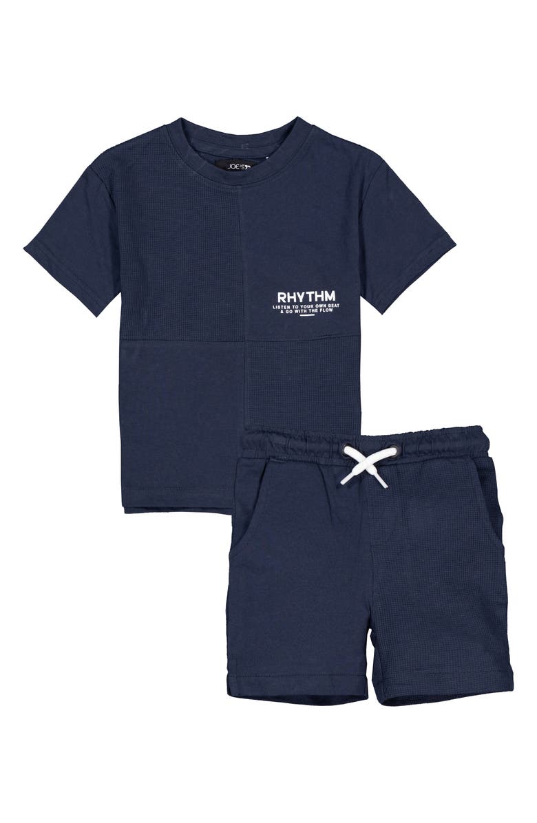 Joe's Jeans Rhythm Mixed Media Knit Top & Shorts Set, Main, color, True Navy