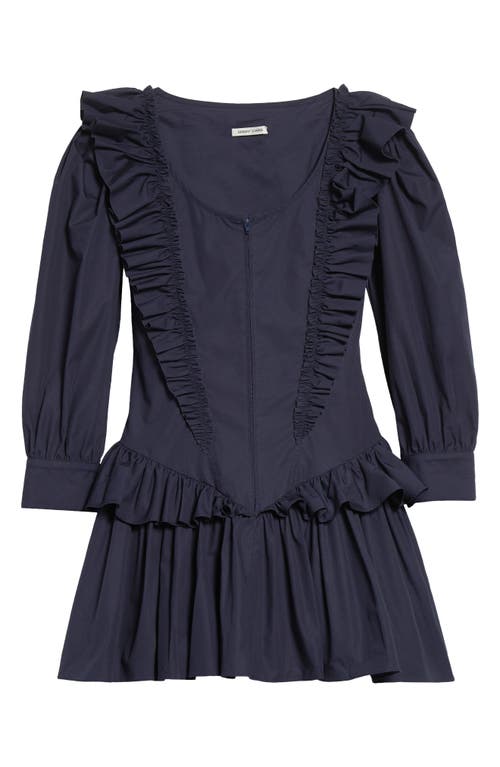 Sandy Liang Callie Ruffle Cotton Poplin Minidress In Blue