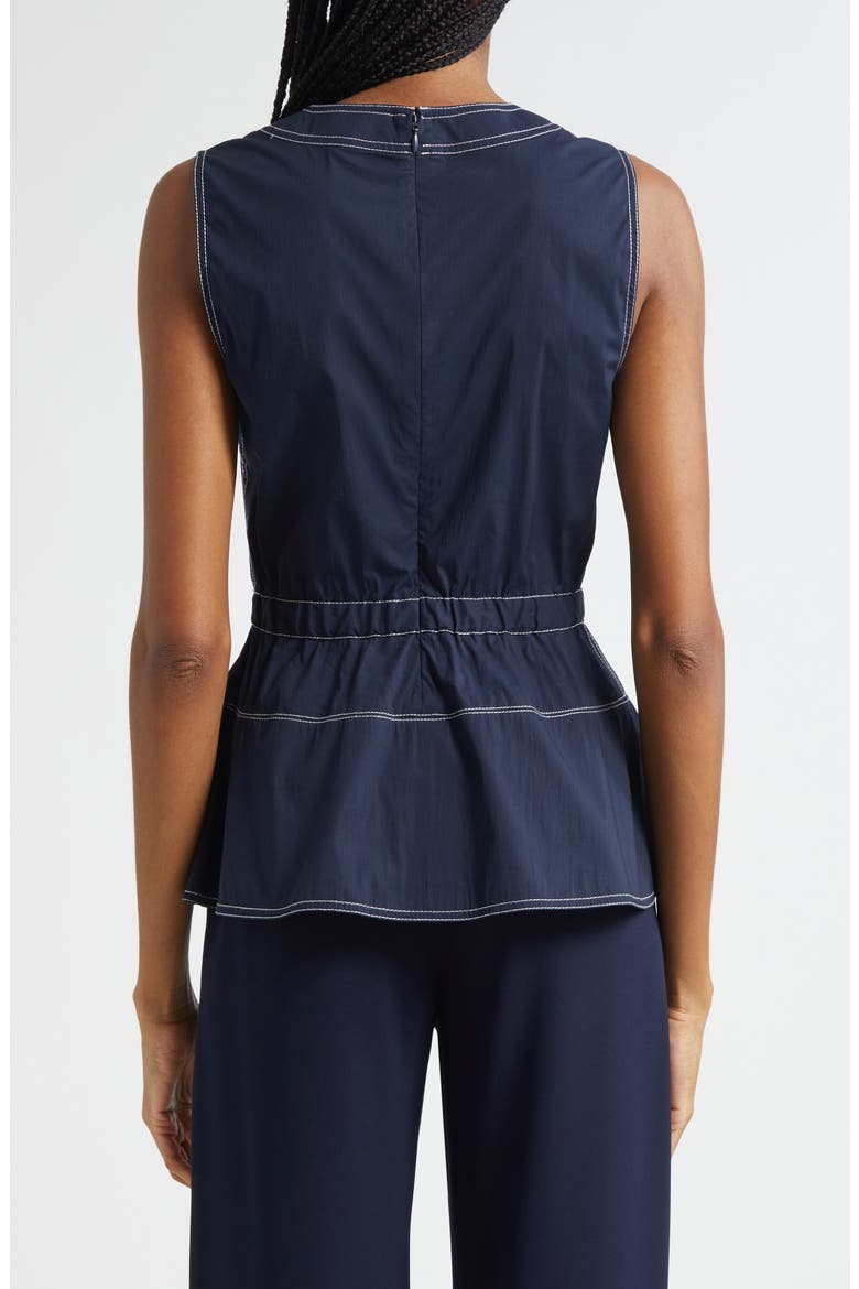 Nickleby Topstitch Detail Sleeveless Cotton Blend Top, Alternate, color, NAVY