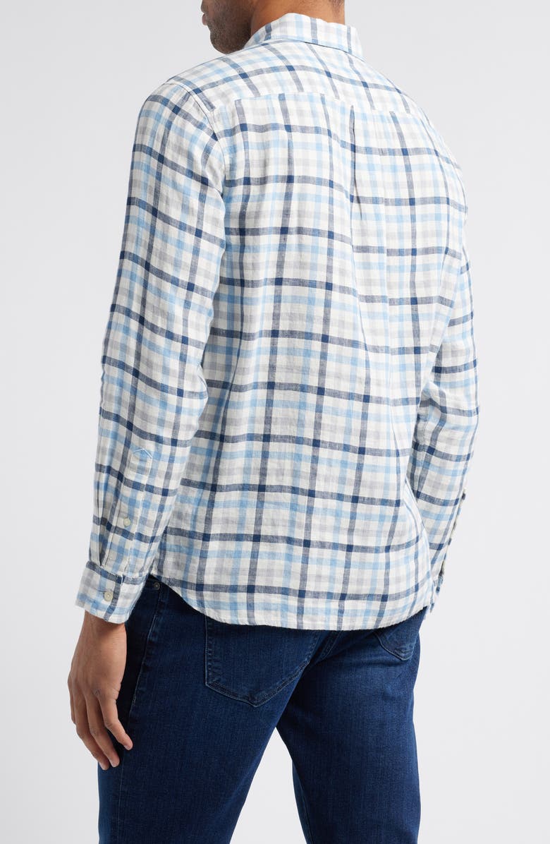vineyard vines Slub Linen Button-Down Shirt, Alternate, color, Coastline Plaid