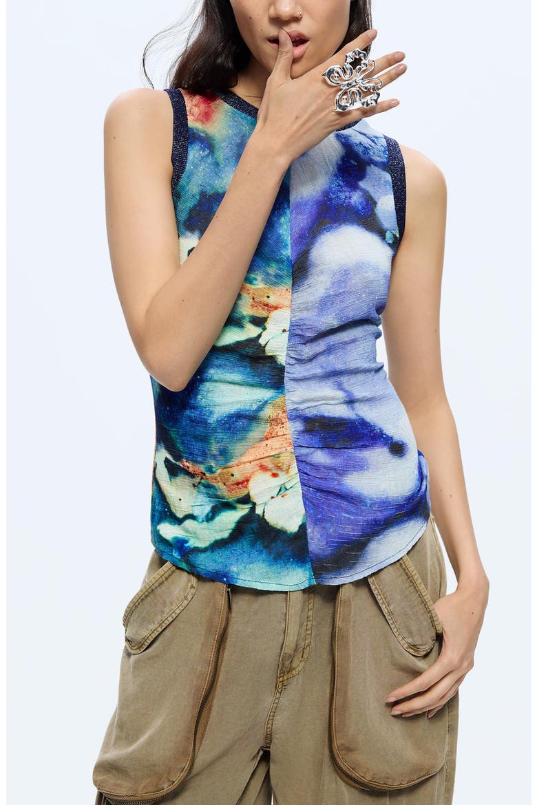 Textured Sleeveless Top, Main, color, NAVY BLUE