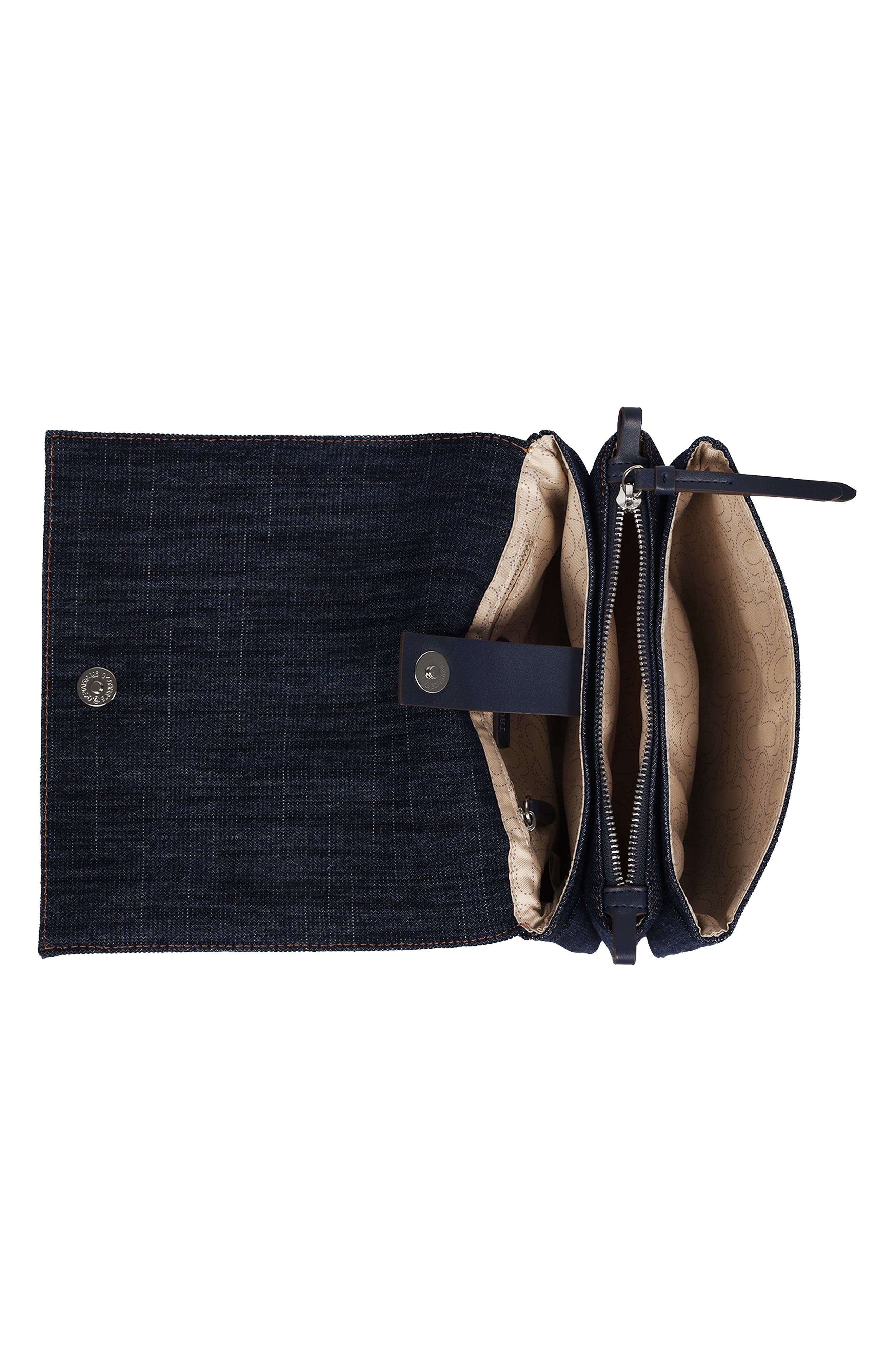 Bling Horseshoe Denim Messenger Bag, Alternate, color, DARK DENIM