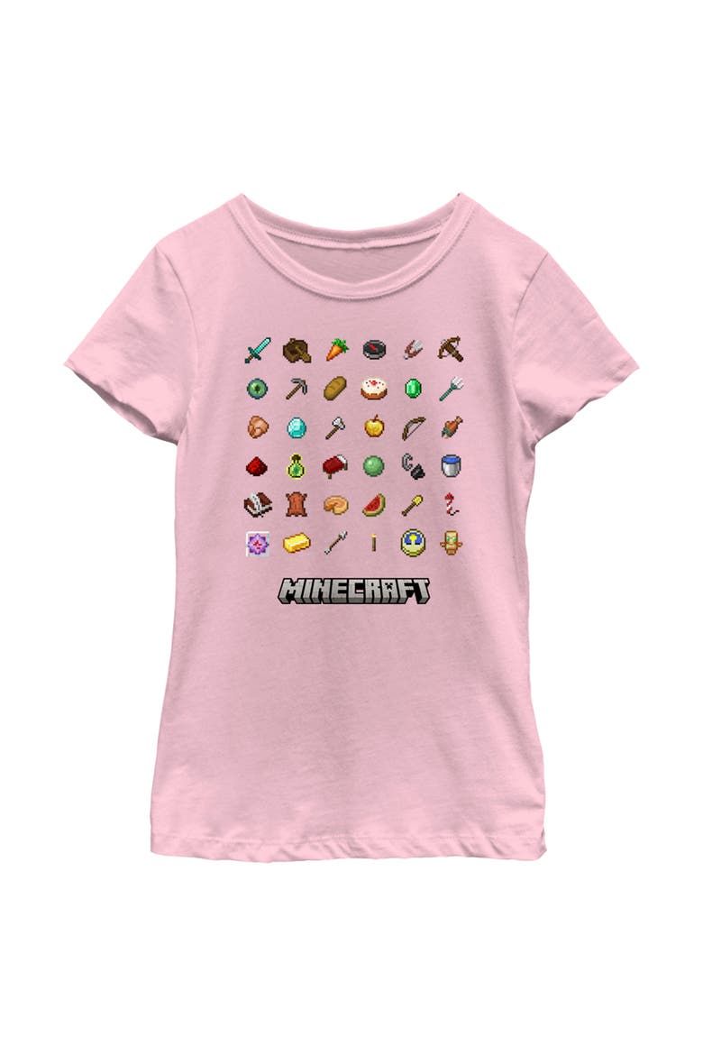 Girl's Minecraft Item Collection  Graphic T-Shirt, Main, color, Light Pink