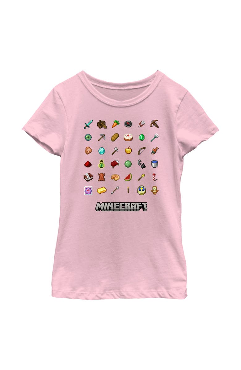 MINECRAFT Girl's Minecraft Item Collection Graphic T-Shirt, Main, color, Light Pink
