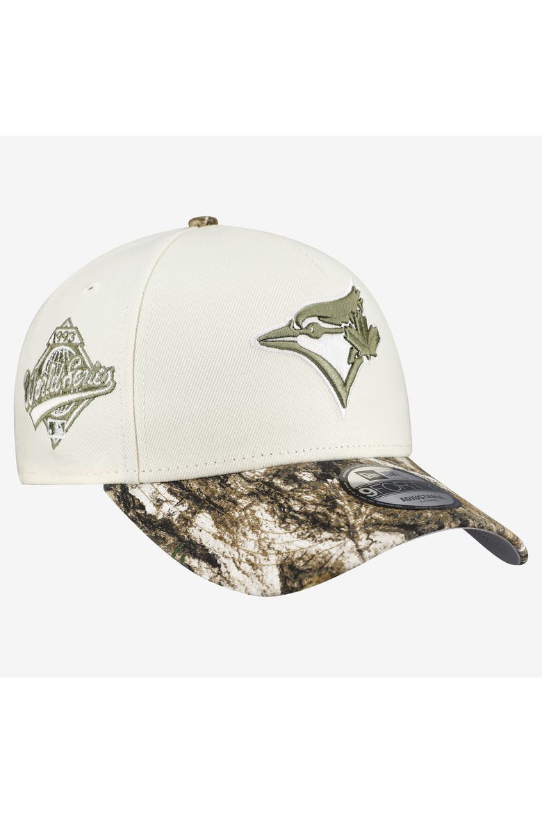 Men's New Era Khaki/Realtree Camo Toronto Blue Jays 9FORTY A-Frame Adjustable Hat, Main, color, Khaki
