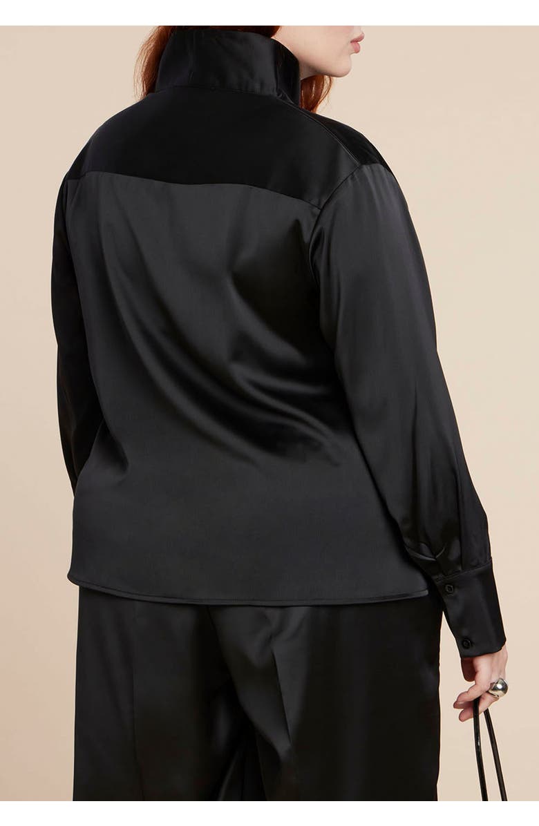 ELOQUII Deconstructed Neckline Blouse, Alternate, color, Black Onyx