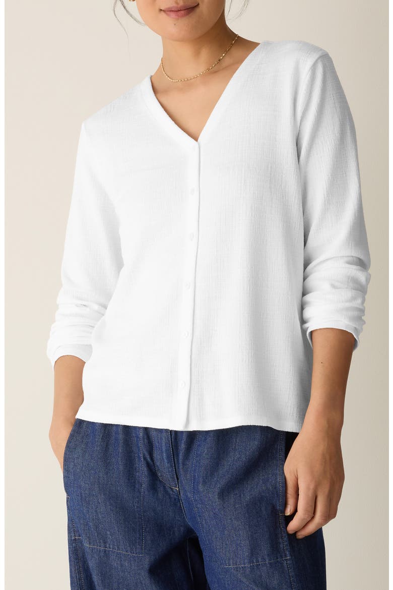 V-Neck Button Front Cardigan, Main, color, WHITE