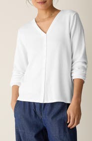 Eileen Fisher V-Neck Button Front Cardigan