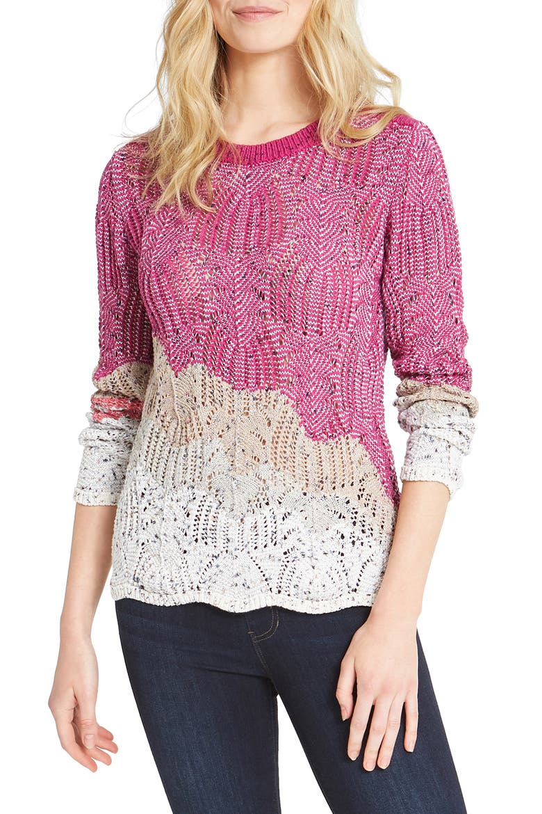 Peak Mixed Stitch Sweater, Main, color, PINK MULTI