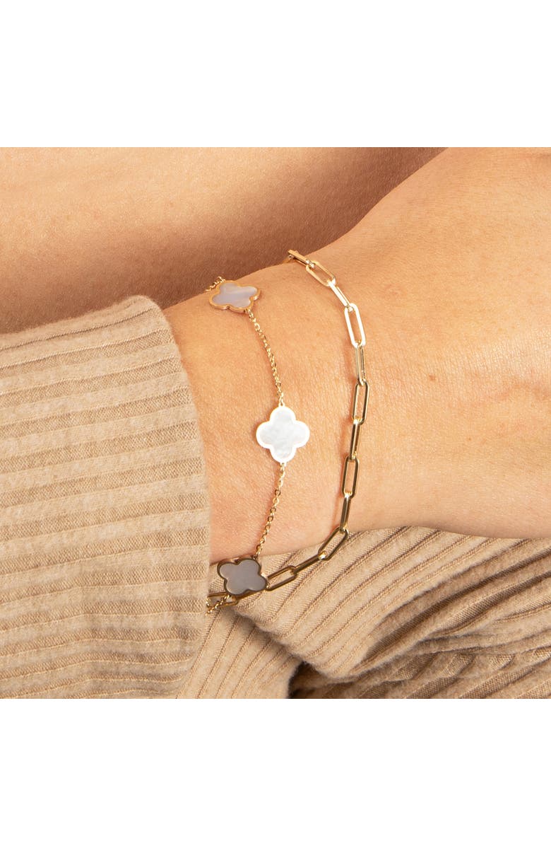 The Lovery Fine Jewelry Small Mother of Pearl Clover Bracelet, Alternate, color, Mother Of Pearl