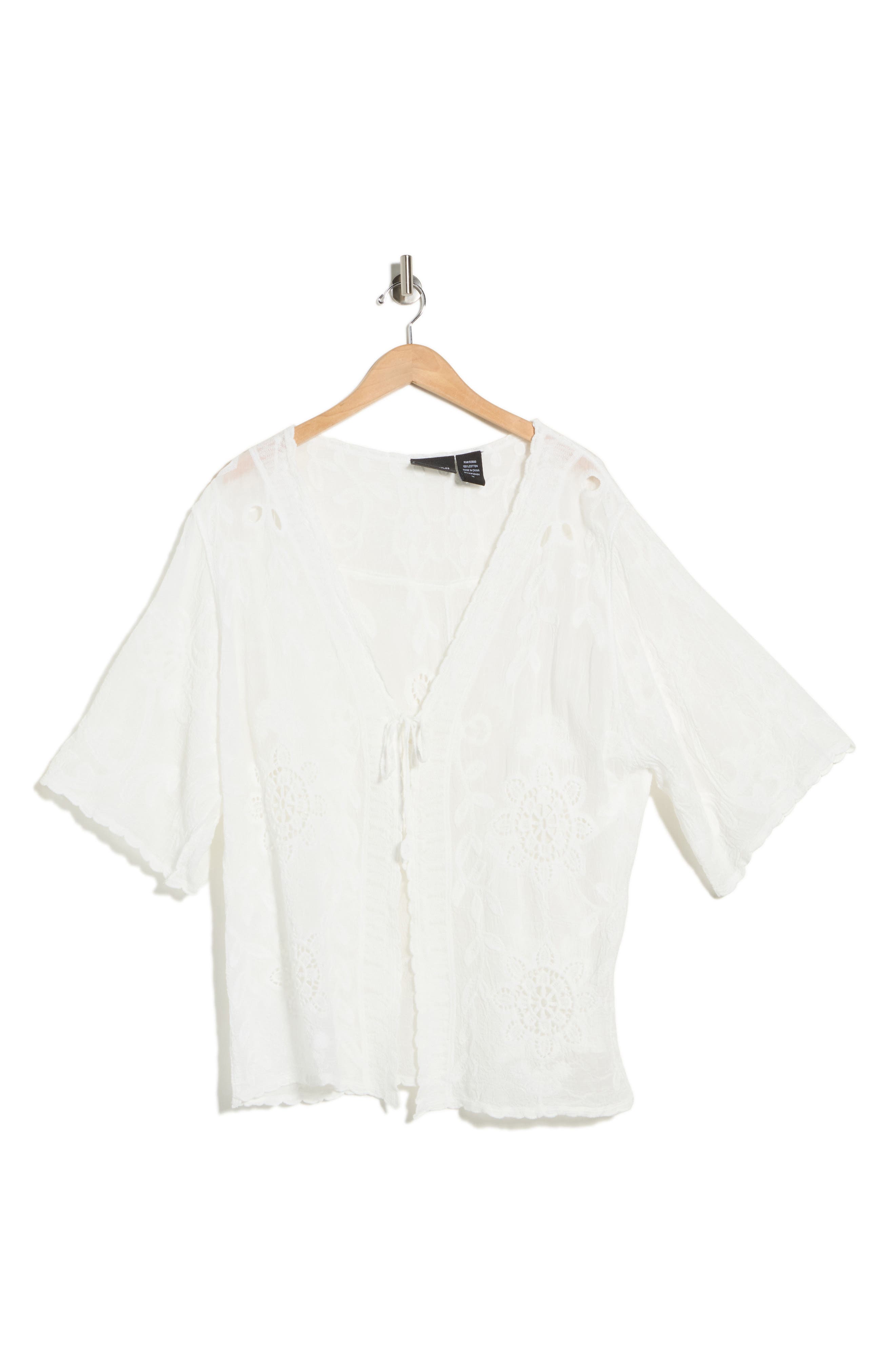 Forgotten Grace Floral Embroidered Tie Front Cardigan