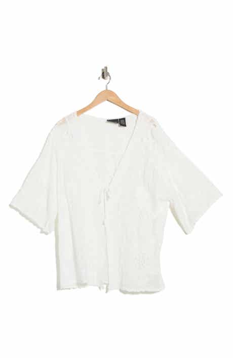 Forgotten Grace Floral Embroidered Tie Front Cardigan