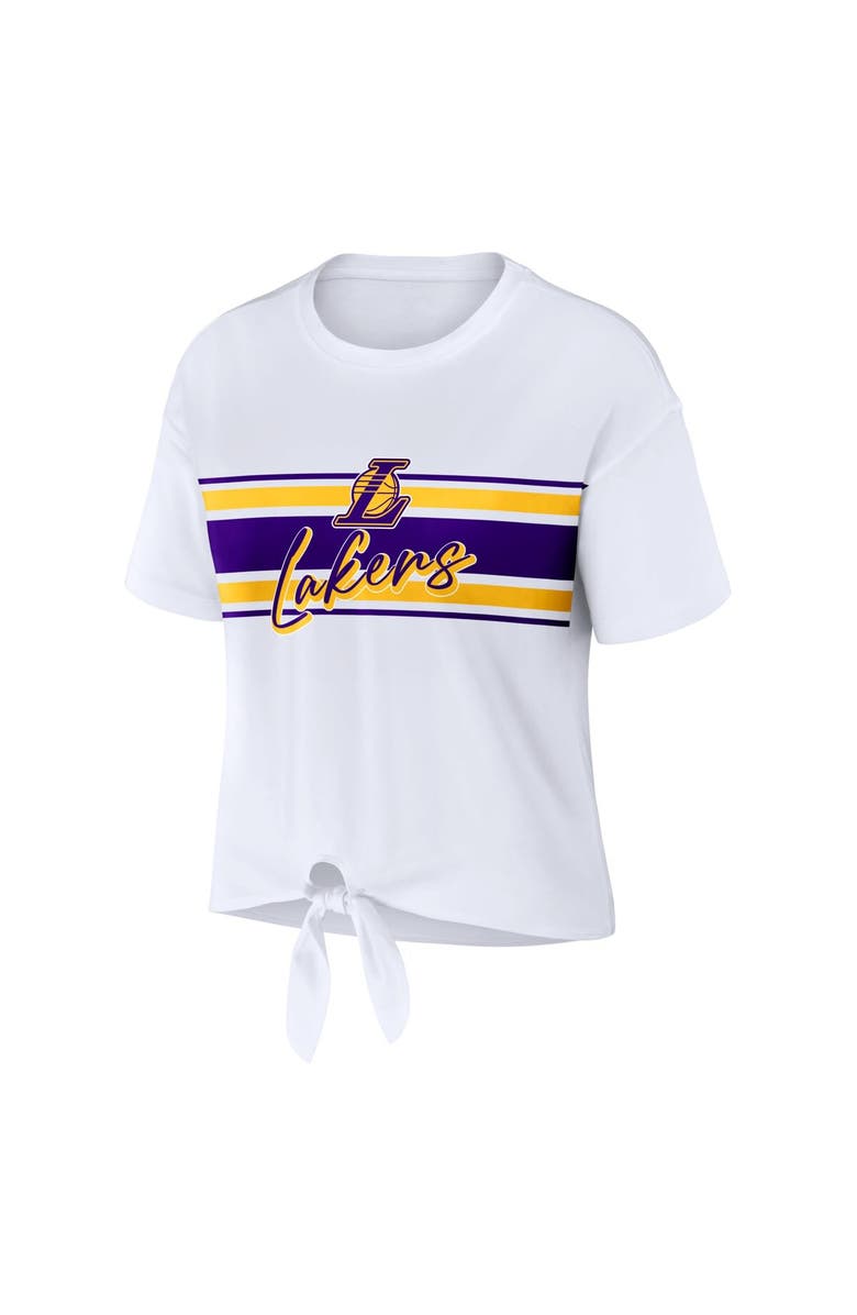 WEAR by Erin Andrews Women's WEAR by Erin Andrews  White Los Angeles Lakers Tie-Front T-Shirt, Alternate, color, White