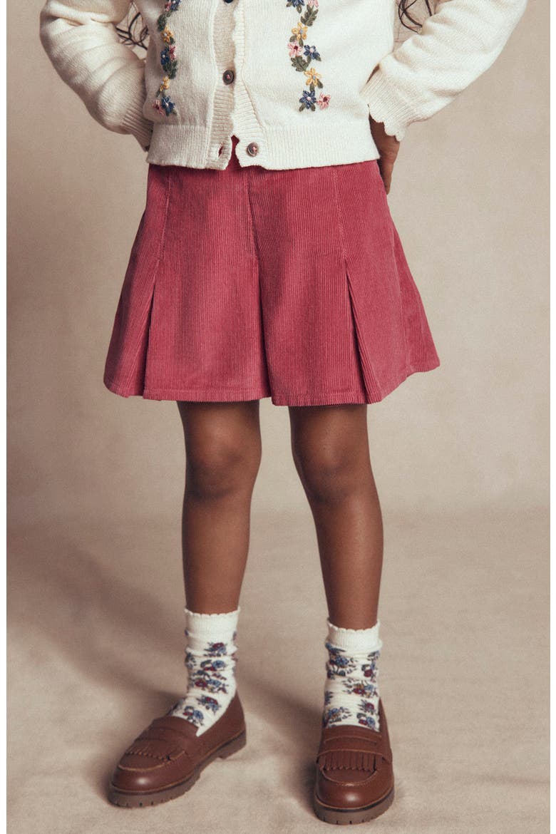 Kids' Pleated Corduroy Skort, Alternate, color, HOLLY BERRY CORD