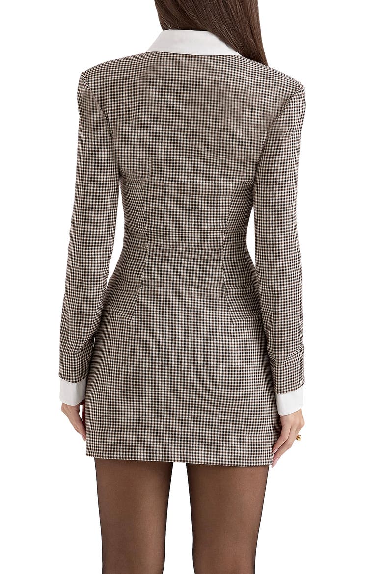 Leoni Houndstooth Long Sleeve Minidress, Alternate, color, BROWN AND BLACK CHECK