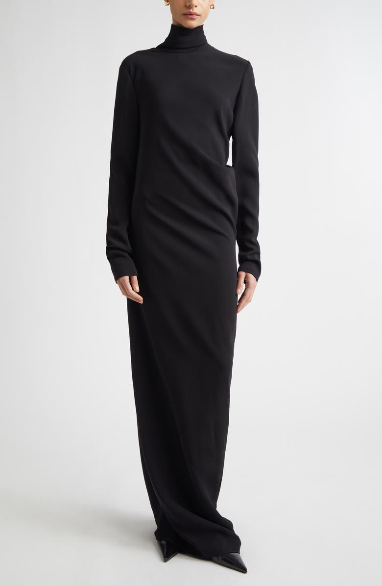 TOTEME Twist Long Sleeve Dress, Alternate, color, Black